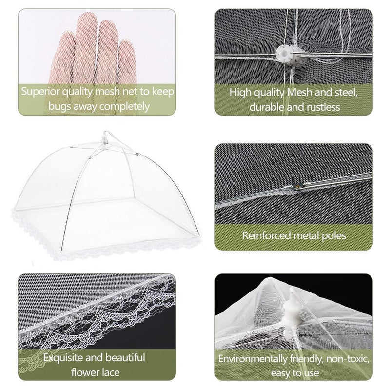 Onarway Food Covers for Outside Mesh: 3 Pack 14 Inch Pop Up Fine Fly Net for Fruit - Collapsible Screen Umbrella Food Tent for Outdoor Picnic Party BBQ - Image 4